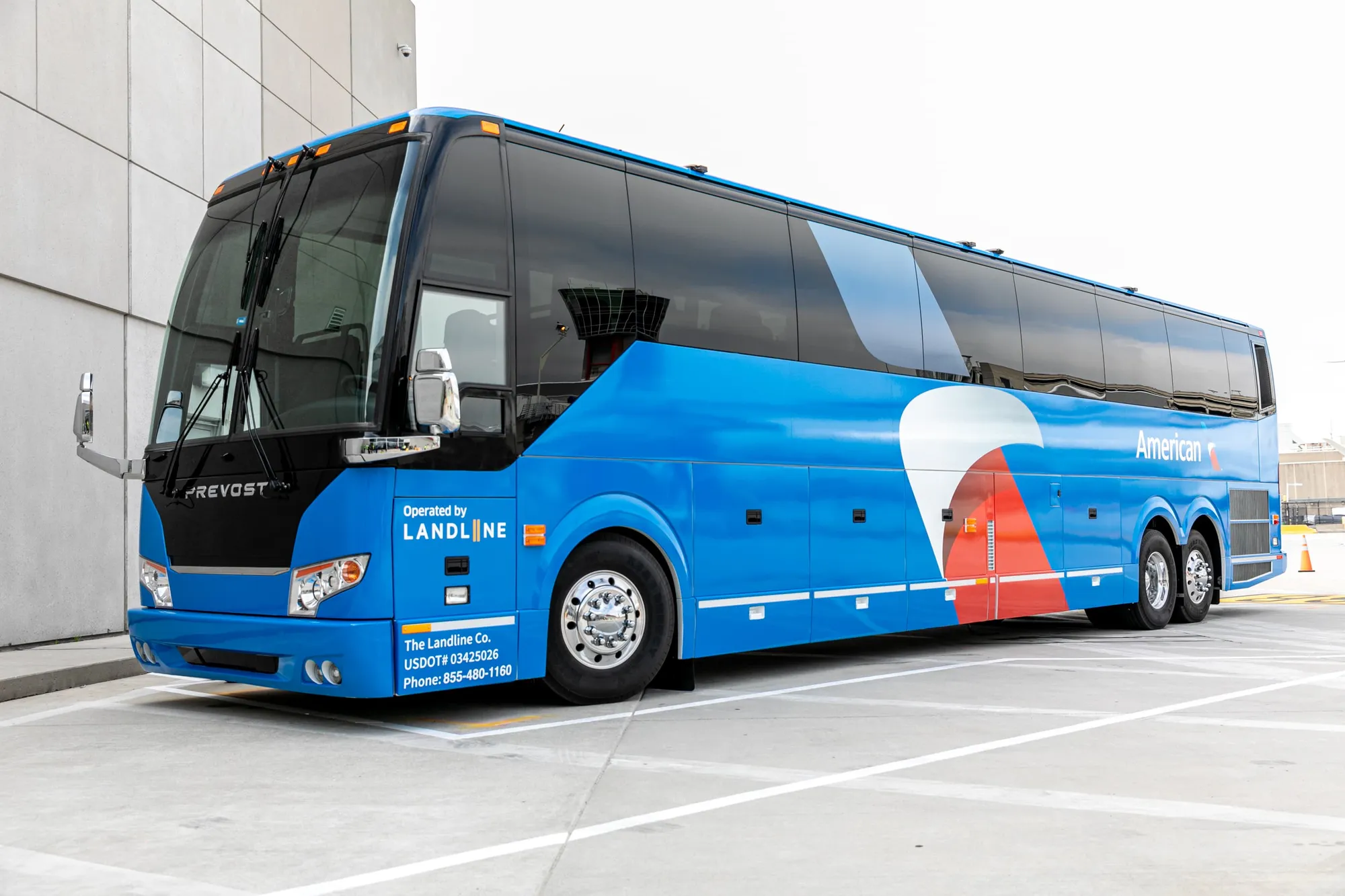 A Landline motorcoach in American Airlines livery