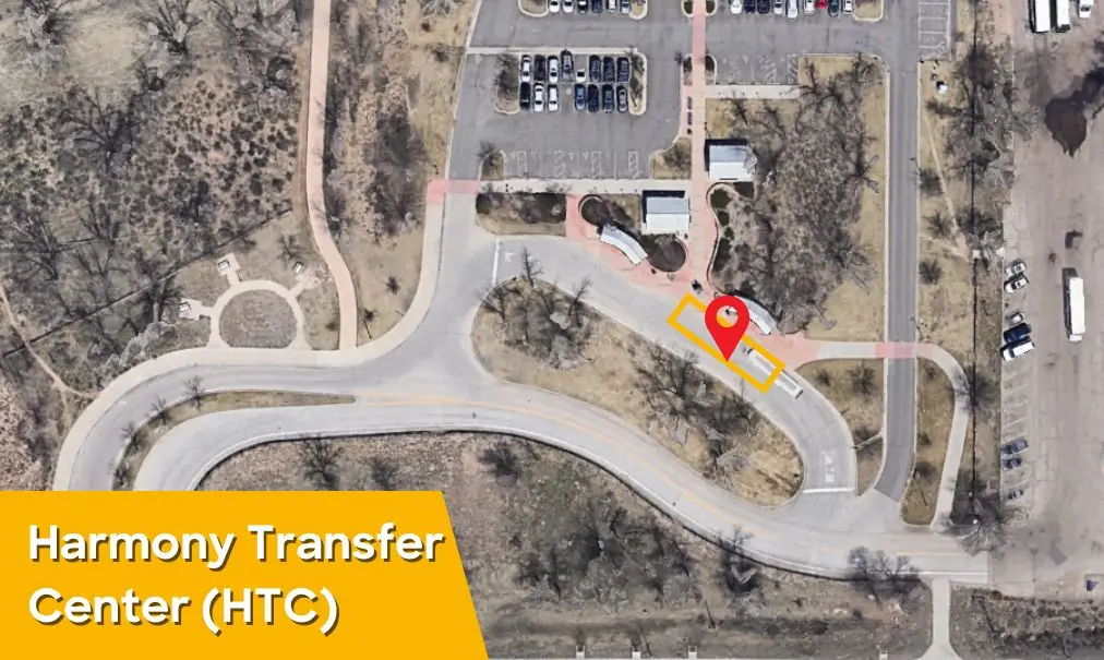 The east covered shelter in the Harmony Transfer Center bus loop, where Landline picks up.