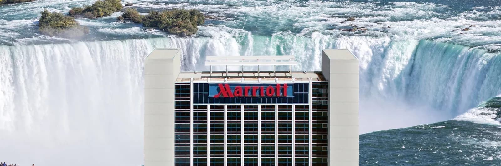 The Niagara Falls Marriott on the Falls, where Landline boards curbside at the main entrance.